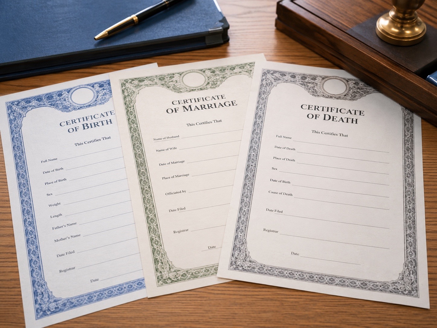 Actas de nacimiento, matrimonio y defunción