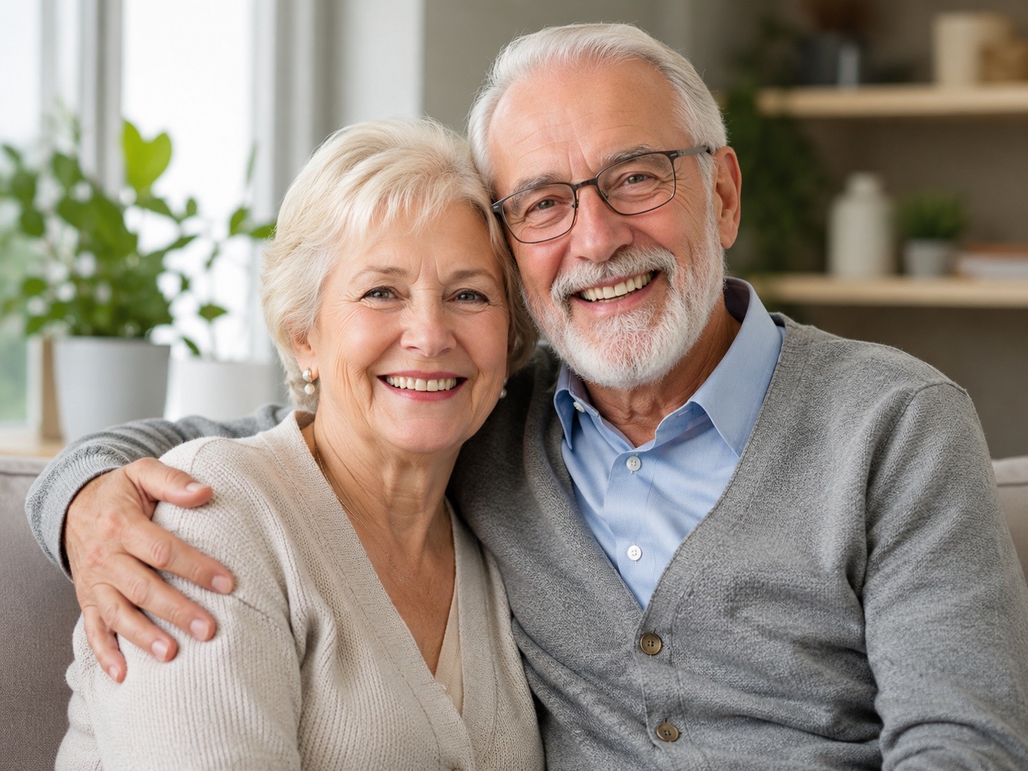 Pareja adulta mayor sonriendo